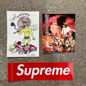 Supreme Graphic Red and White Logo Sticker set